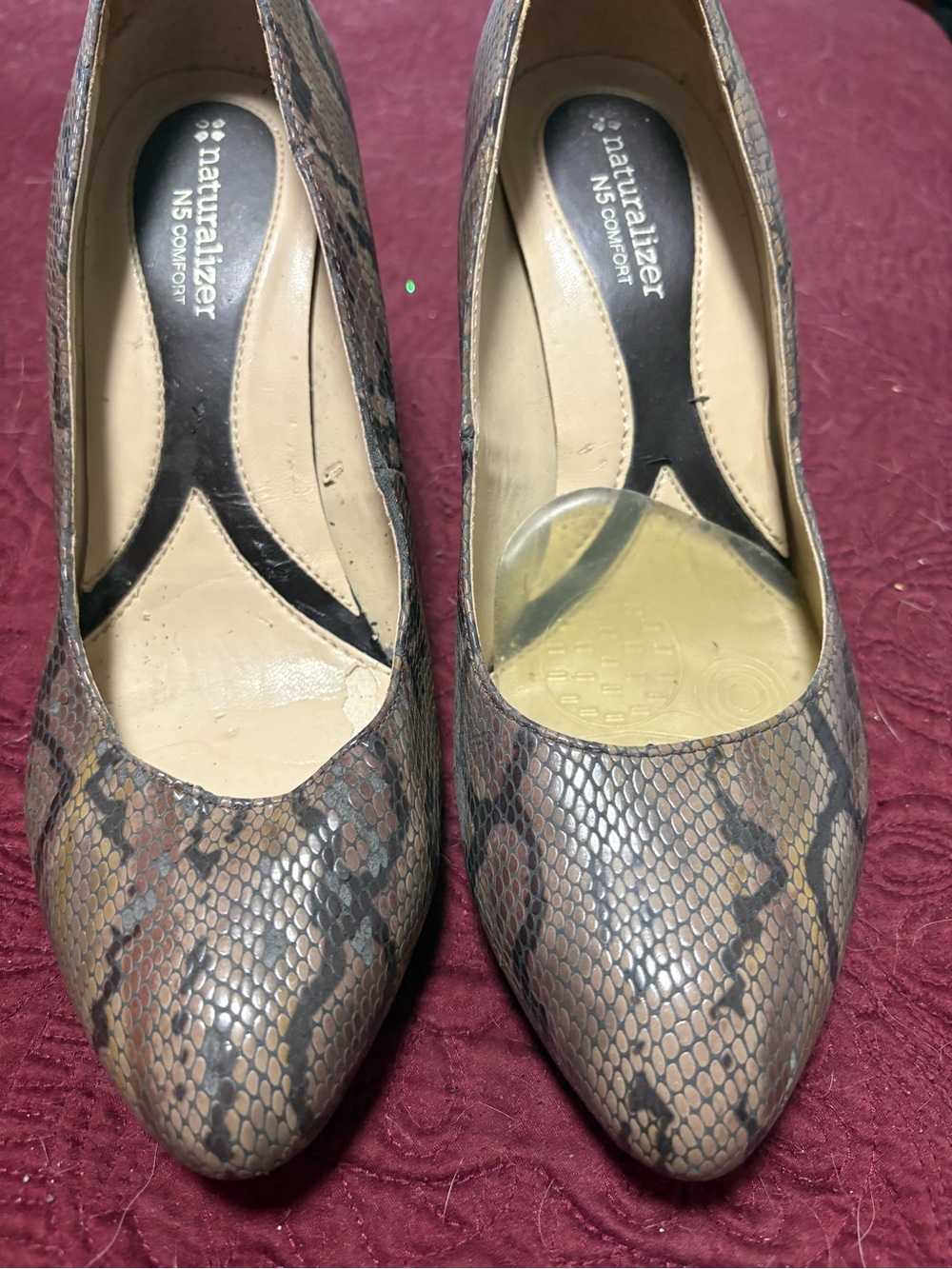 Naturalizer Women's Snake-Print Pointed Pumps - Tan & Brown